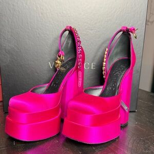 Versace Fuchsia Platform Heels with Embellishments
